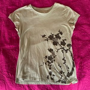 Green North Face cherry blossom T